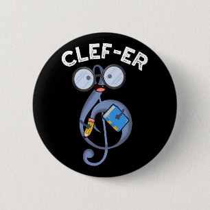 Clef-er Funny Music Pun Mörk BG Knapp