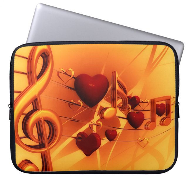 Clef klass kärlek hjärtmusik laptop fodral (Framsidan)