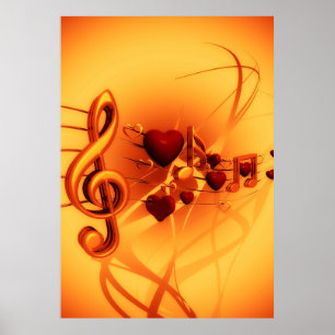 Clef klass kärlek hjärtmusik poster