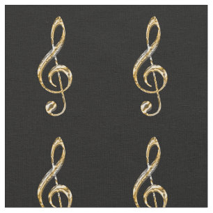 Clef Symbol Guld och Silver Music Figur Musical Tyg