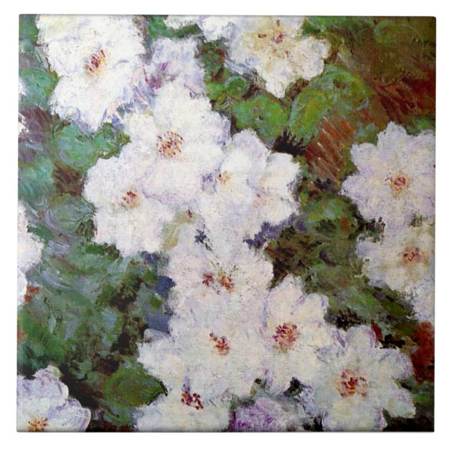 Clematis, 1887, målning av Claude Monet, Kakelplatta (Framsidan)