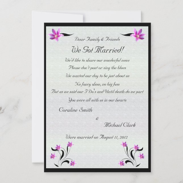 Clematis Flowers on Stoney Väg Elopement 2 Meddelande (Framsida)