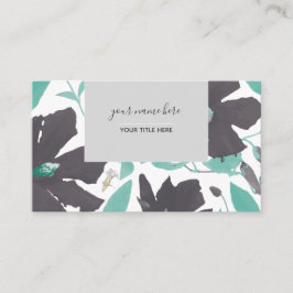 Clematis Grått Teal Blommönster Visitkort