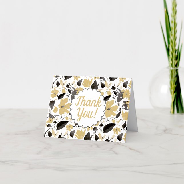 Clematis Gult Watercolor Flowers Tack Kort (Clematis Yellow Watercolor Flowers Thank You card from Studio Posies.)