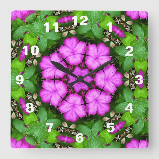 Clematis Kaleidoscope Fyrkantig Klocka (Framsida)
