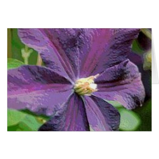 Clematis Lila Flower Card Hälsningskort (Framsidan Horizontal)
