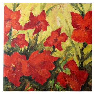 Clematis Red Flowers Kakelplatta