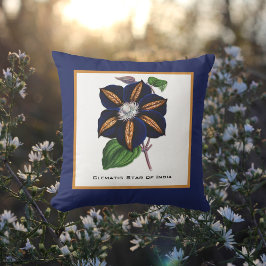 Clematis Star of India Botanical Illustration Kudde