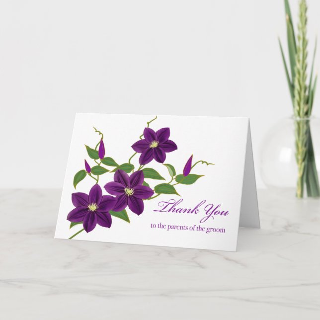 Clematis Tack till Föräldrarna i Groom Kort (Framsida)