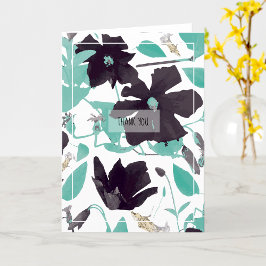Clematis Teal Grått Blommigt Tack Kort