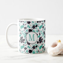 Clematis Vine Elegant Teal Flowers Coffee Mugg