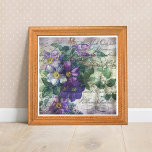 Clematis Vine Handskrift Ephemera Canvastryck<br><div class="desc">Vackert,  lila,  clematis blommar vinstockar med vintage handskriftsöverlägg. Perfekt som tillägg till någon hemdekoration för stil.</div>