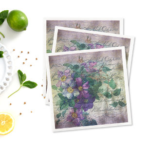 Clematis Vine Handskrift Ephemera Decoupage Pappersservett