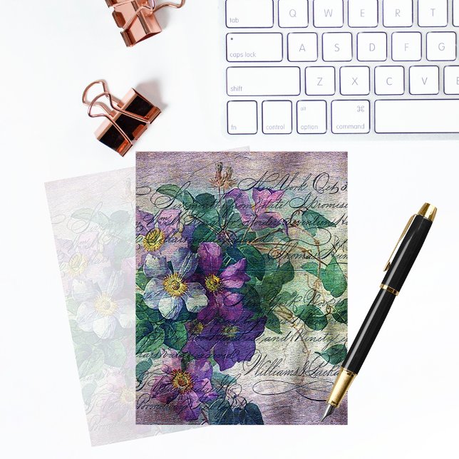Clematis Vine Handskrift Ephemera Scrapbook Papper (Skapare uppladdad)