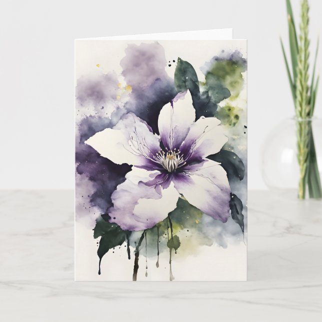 Clematis - Watercolor flowers Kort (Framsida)