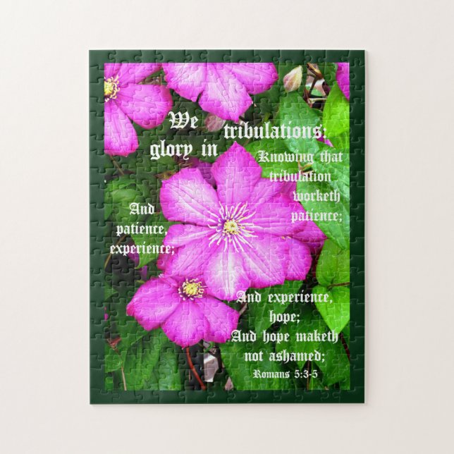 Clematis with Romans 5:3-5 Pussel (Vertikal)