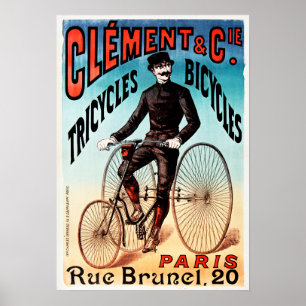 Clement & Co Paris Cycles TriCycles Ad. Poster