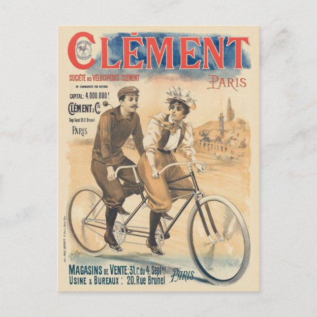 Clément Paris Vintage affisch 1895 Vykort (Framsida)