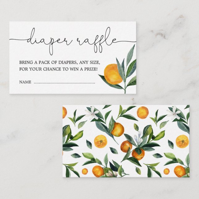 Clementine Orange Cute Citrus Diaper Raffle Tilläggskort (Fram/baksida)