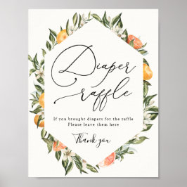 Clementine Oranges and Greenery Diaper Raffle Sign Poster