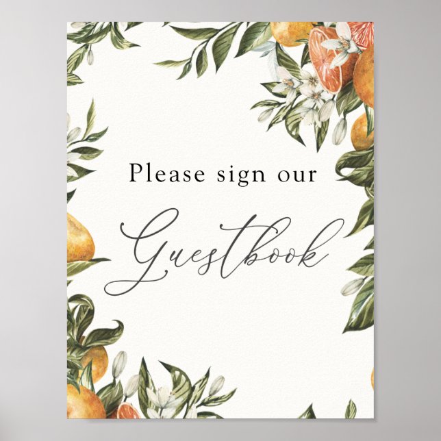 Clementine Oranges and Greenery Sign our Guestbook Poster (Framsidan)