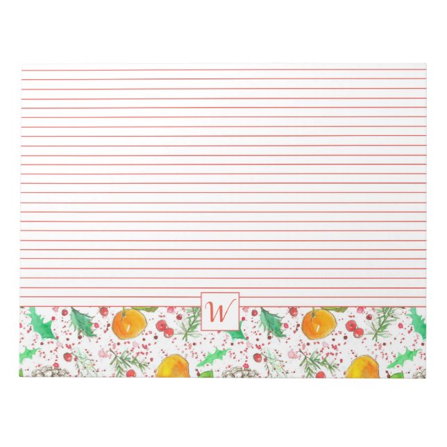 Clementines Cranbär Gräs Cones Monogram Anteckningsblock (Framsida)