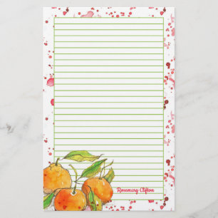 Clemetines Fruit Monogram Linted Brev Writing Brevpapper