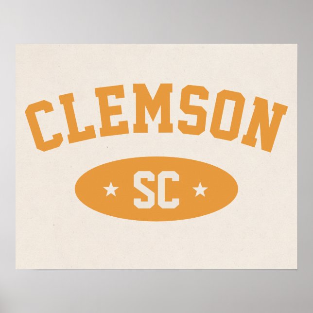 Clemson, SC Vintage Atletisk Stil Affisch Tryck (Framsidan)