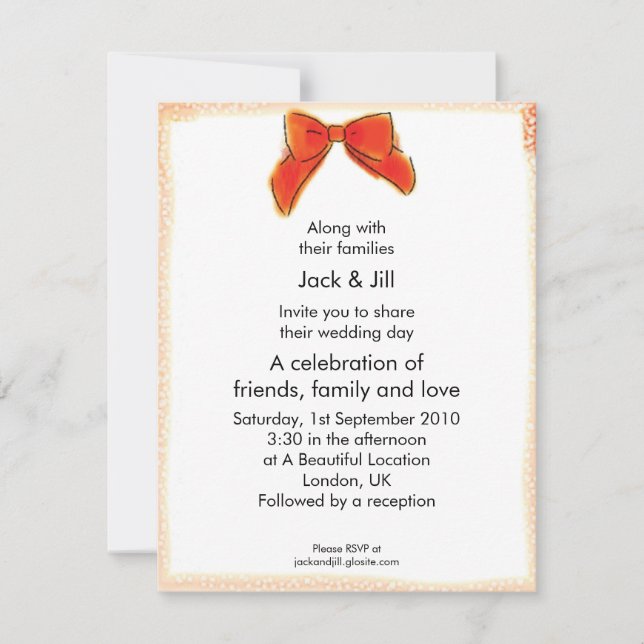 Cleo Bow (röd) 4,25x5,5 Inbjudningar (Framsida)