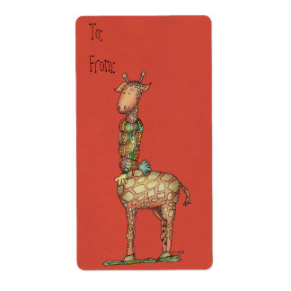 Cleo Giraffe Helgdag Gift-etikett Fraktsedel