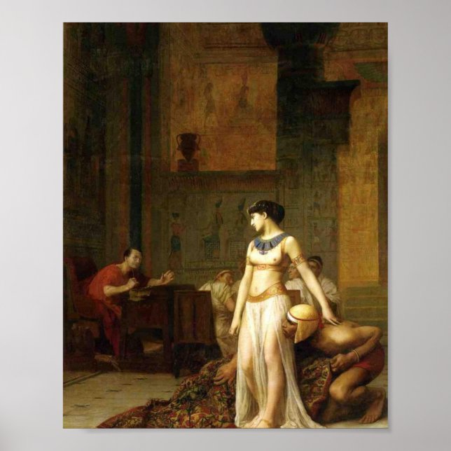 Cleopatra och Caesar av Jean Leon Gerome Poster (Framsidan)