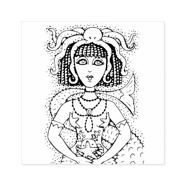 CLEOPATRA OCTOPUS SJÖJUNGFRU, FANTASY GOTH SIREN STÄMPEL (Tryck)
