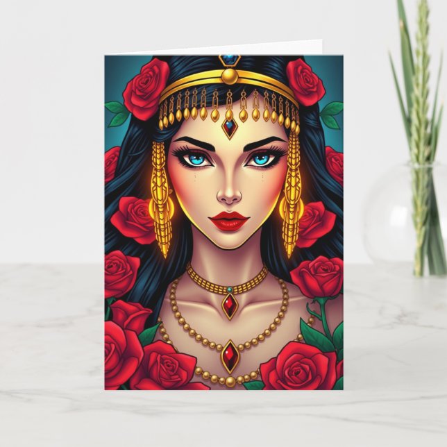 Cleopatra Queen of Nile in Luxurious Splendor Card Anteckningskort (Framsida)