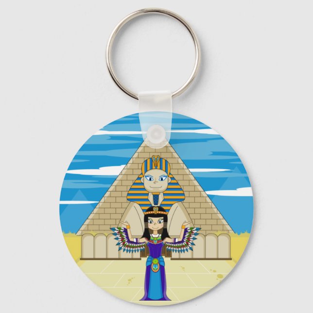 Cleopatra vid Underbar Sphinx Keycahin Nyckelring (Framsida)