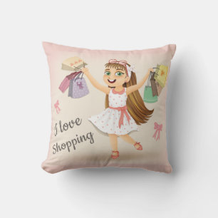Cleos "I Kärlek Shopping" 16X16 Pillow Kudde