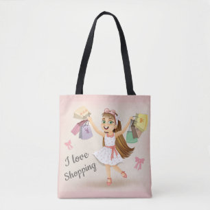 Cleos "I Kärlek Shopping" Tote Bag Tygkasse