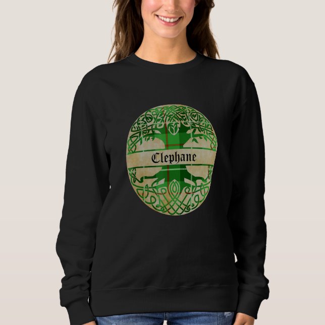 Clephane Clan Tartan Tree of Life Scottish Surname T Shirt (Framsida)