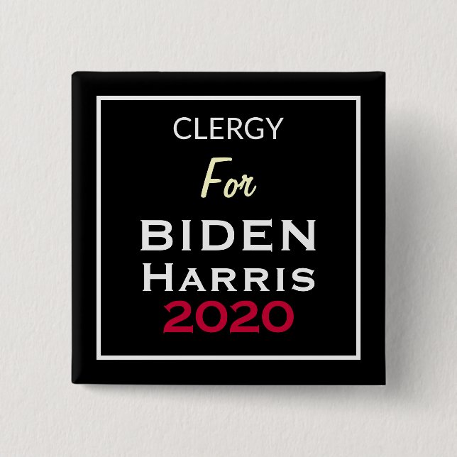 CLERGY for BIDEN HARRIS Black White Square Knapp (Framsida)