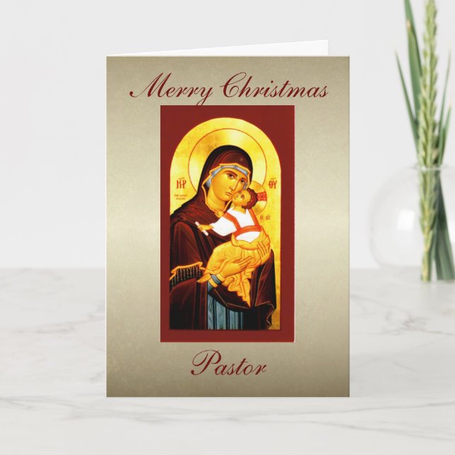 Clergy God jul Pastor Anpassningsbar Helgkort (Framsida)