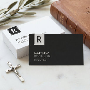 Clergy/Priest - Modern Classy Monogram Visitkort