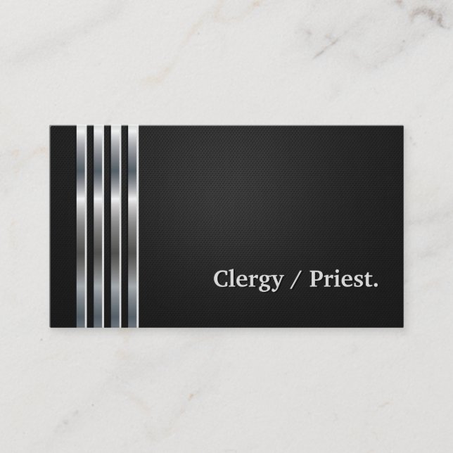 Clergy/Priest Professionell Black Silver Visitkort (Framsida)