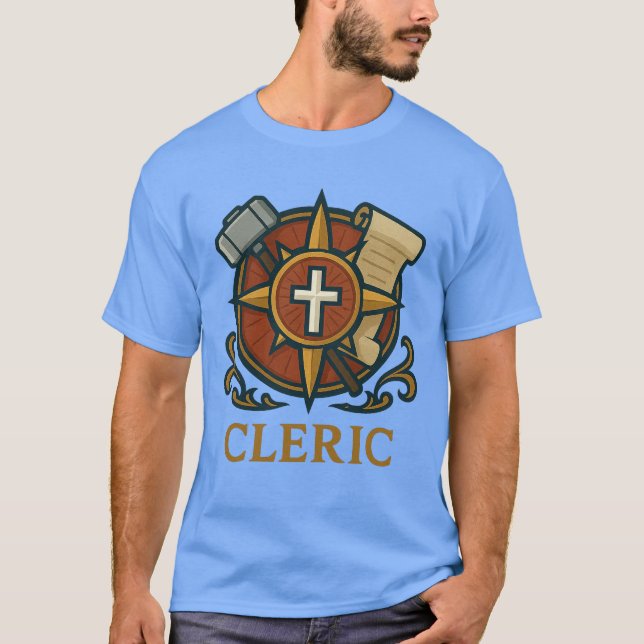 Cleric — Fé e Cura Divina T Shirt (Framsida)
