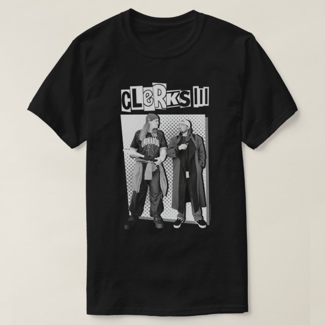 Clerks III Jay och Silent Bob Black & White Movie T Shirt (Design framsida)