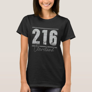 Cleveland 216 Area Code Skyline Ohio Vintage T Shirt