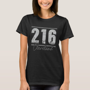 Cleveland 216 Area Code Skyline Ohio Vintage T Shirt