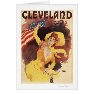 Cleveland Bicycles American Girl in Gult Hälsningskort