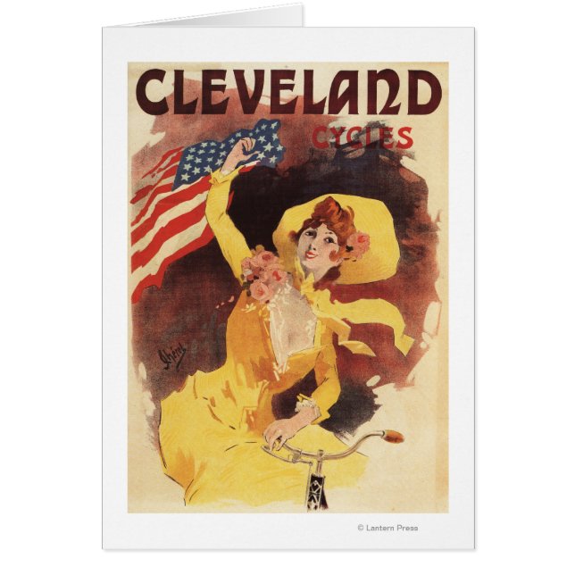 Cleveland Bicycles American Girl in Gult Hälsningskort (Framsidan)