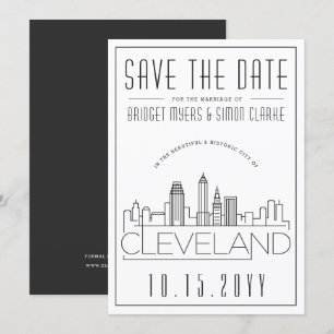 Cleveland Bröllop   Stiliserad Skyline Spara datum Inbjudningar