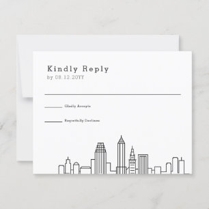 Cleveland Bröllop Stylized Skyline OSA Kort