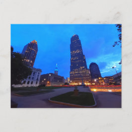 Cleveland city center at night vykort